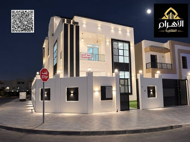 Luxury Corner Villa for Sale in Al Helio 2 – Ajman | Two Floors + Roof | Stone Facade | Corner Plot (Two Streets) | Facing Amenities, Al Helio
